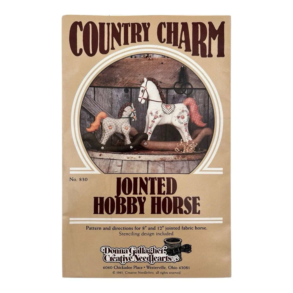 VTG 1983 Sewing Pattern Donna Gallagher Country Charm JOINTED HOBBY HORSE #830